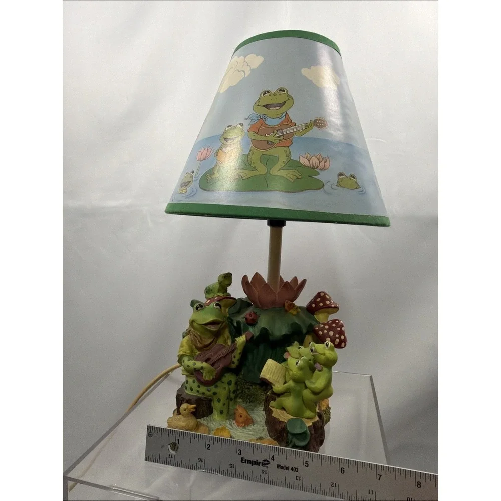 Vintage Frog Table Lamp Mushrooms Groovy Nature Guitar Lilly Pad Working Lamp